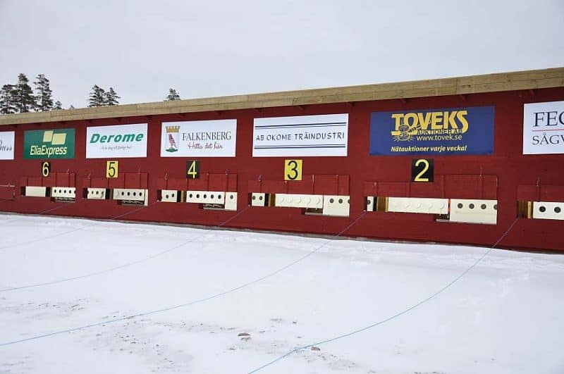 Skyttevallen med nummer på tavlorna på Ätrans Skidcenter.